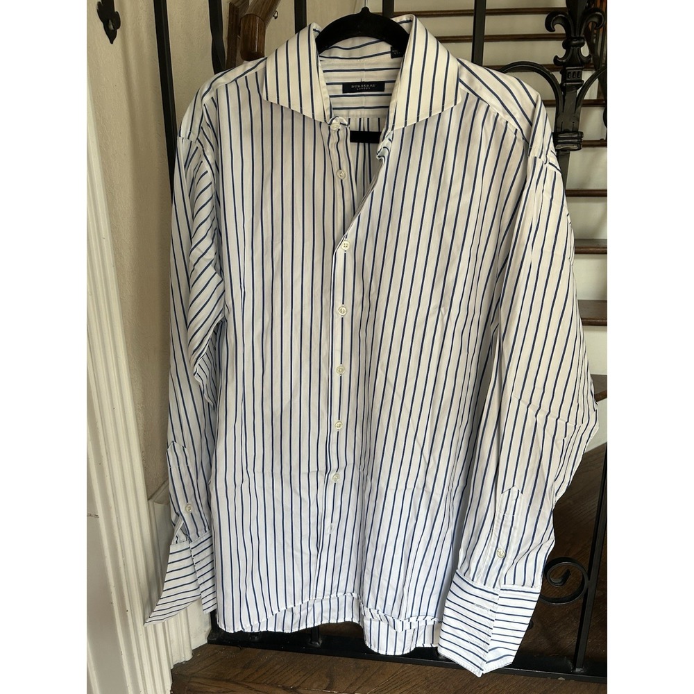 Men's Size 16 1/2 Regular Shirt Long Sleeve Dress Shirt Blue/white Stripes USA